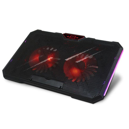 NUOXI YL-019 RGB Light Dual Turbine Silent Laptop Cooler Cooling Holder(Black) - Cooling Pads by NUOXI | Online Shopping UK | buy2fix