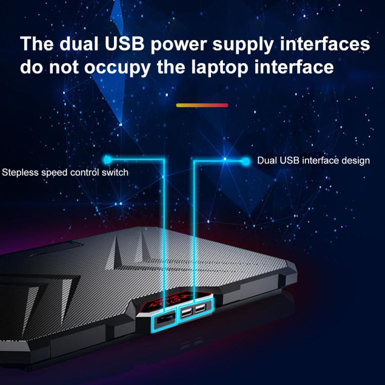 NUOXI YL-019 RGB Light Dual Turbine Silent Laptop Cooler Cooling Holder(Black) - Cooling Pads by NUOXI | Online Shopping UK | buy2fix