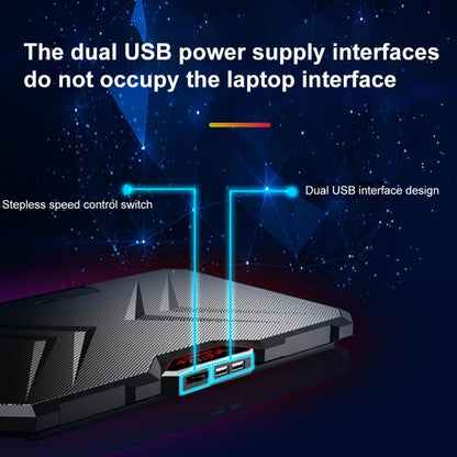 NUOXI YL-019 RGB Light Dual Turbine Silent Laptop Cooler Cooling Holder(Black) - Cooling Pads by NUOXI | Online Shopping UK | buy2fix