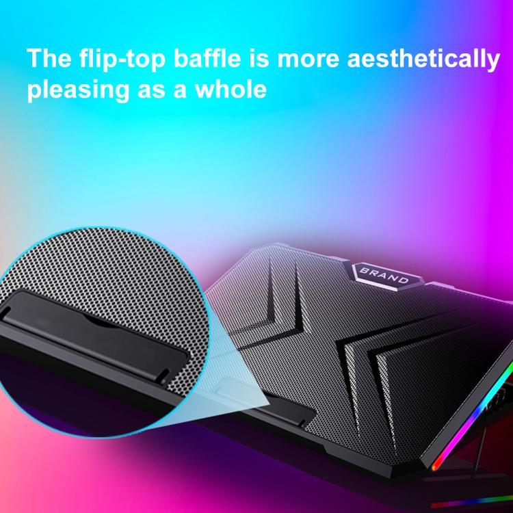 NUOXI YL-019 RGB Light Dual Turbine Silent Laptop Cooler Cooling Holder(Black) - Cooling Pads by NUOXI | Online Shopping UK | buy2fix