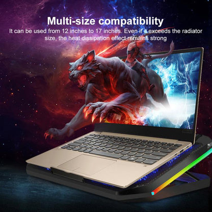 NUOXI YL-019 RGB Light Dual Turbine Silent Laptop Cooler Cooling Holder(Black) - Cooling Pads by NUOXI | Online Shopping UK | buy2fix