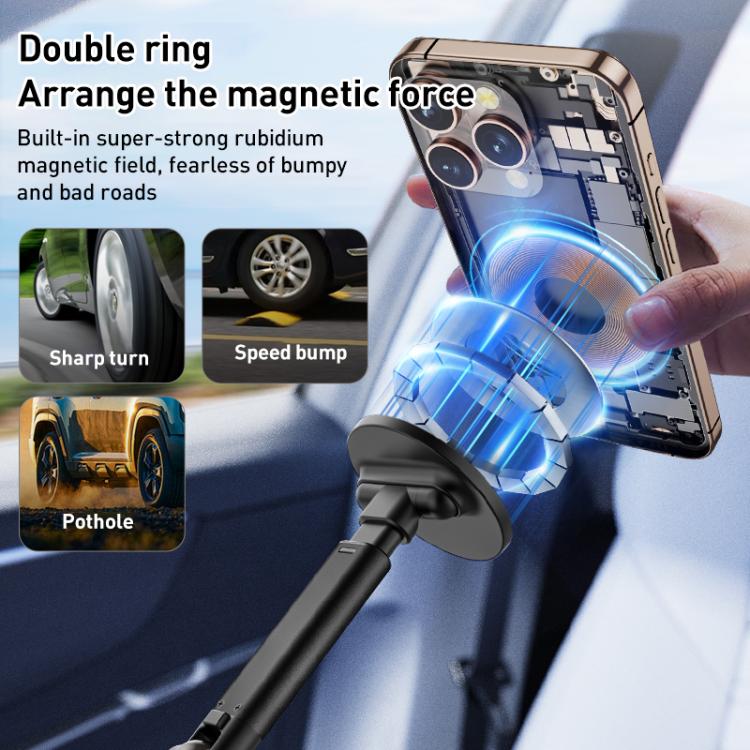 J34 Retractable Vacuum Adsorption Magnetic Car Phone Holder(Black) - Universal Car Holders by buy2fix | Online Shopping UK | buy2fix