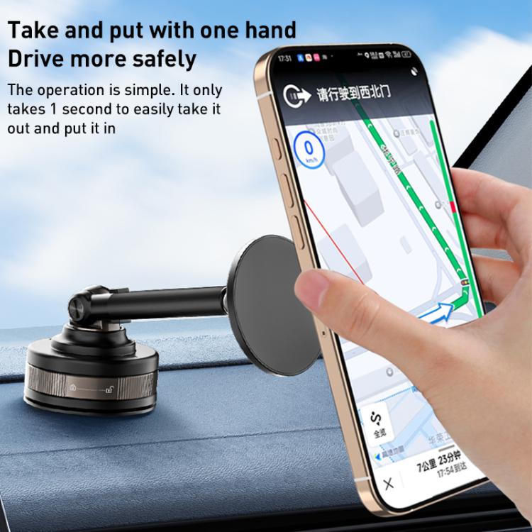 J34 Retractable Vacuum Adsorption Magnetic Car Phone Holder(Black) - Universal Car Holders by buy2fix | Online Shopping UK | buy2fix