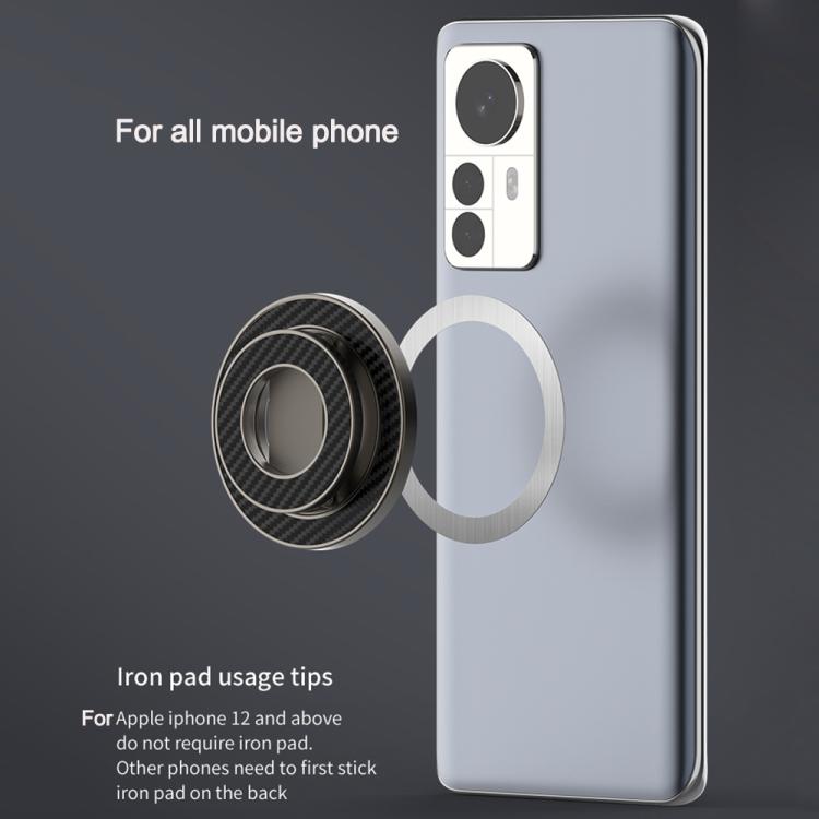 Carbon Fiber Texture Double-sided Magnetic MagSafe Ring Phone Holder, Gear Stress Relief Version(Gun Metal) - Ring Holder by buy2fix | Online Shopping UK | buy2fix