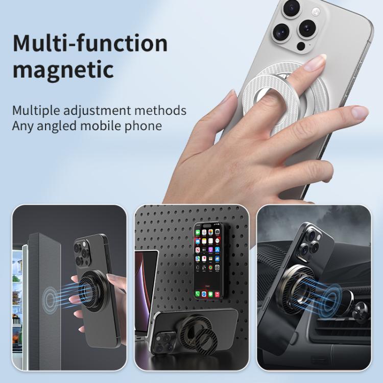 Carbon Fiber Texture Double-sided Magnetic MagSafe Ring Phone Holder, Gear Stress Relief Version(Gun Metal) - Ring Holder by buy2fix | Online Shopping UK | buy2fix