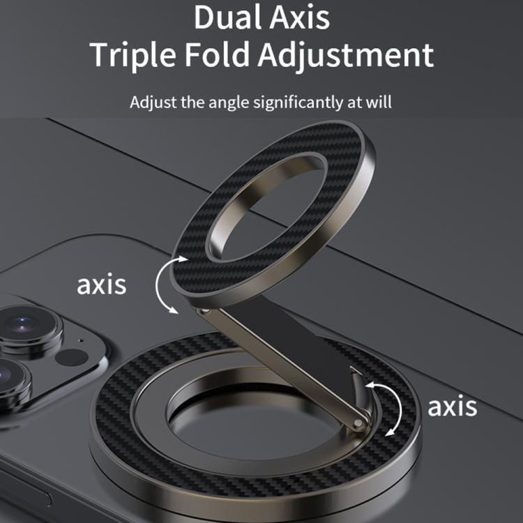 Carbon Fiber Texture Double-sided Magnetic MagSafe Ring Phone Holder, Gear Stress Relief Version(Gun Metal) - Ring Holder by buy2fix | Online Shopping UK | buy2fix