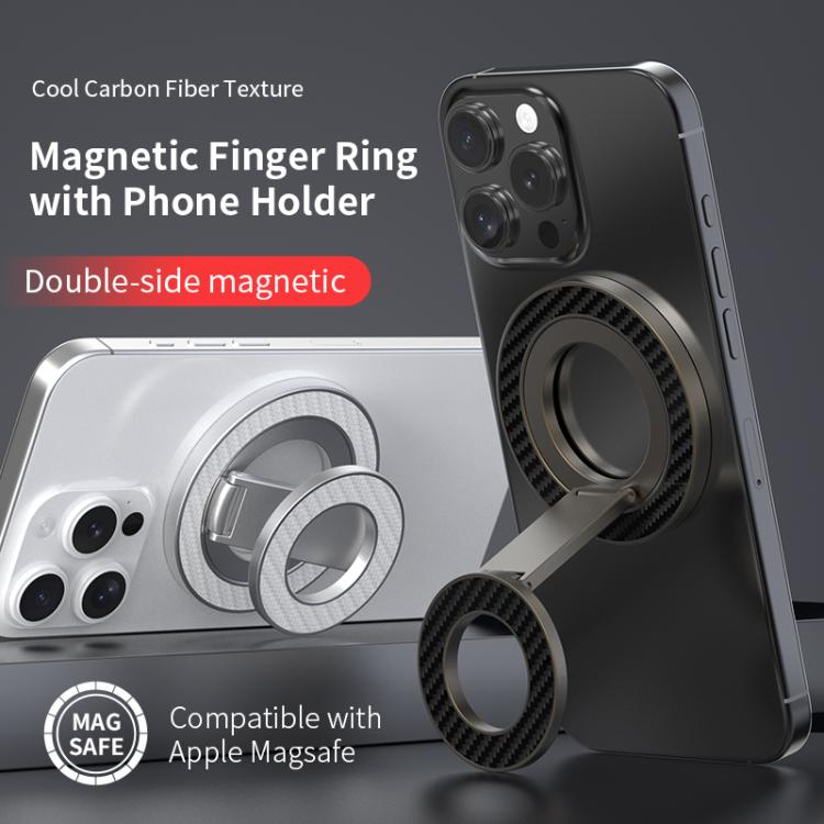 Carbon Fiber Texture Double-sided Magnetic MagSafe Ring Phone Holder, Gear Stress Relief Version(Gun Metal) - Ring Holder by buy2fix | Online Shopping UK | buy2fix