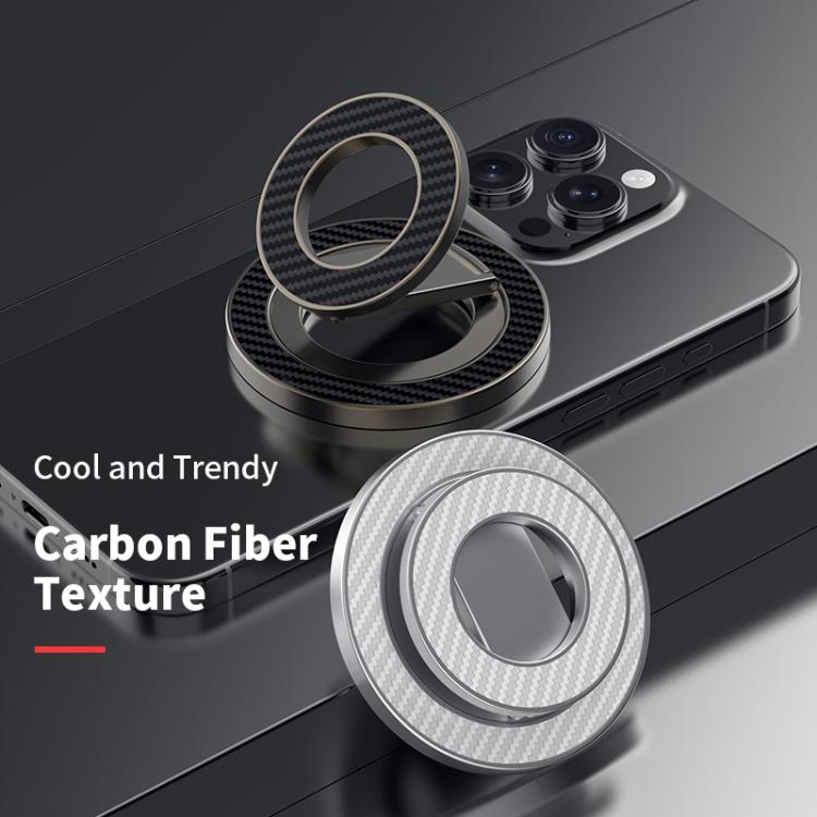 Carbon Fiber Texture Double-sided Magnetic MagSafe Ring Phone Holder, Gear Stress Relief Version(Silver) - Ring Holder by buy2fix | Online Shopping UK | buy2fix