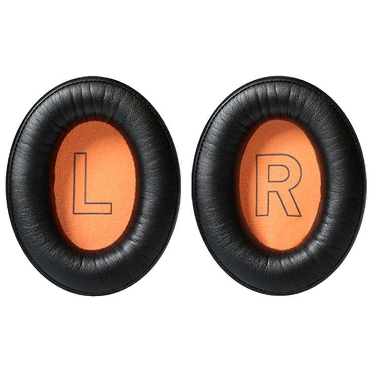 1 Pair Protein Leather Splicing LR Print Earphone Replacement Earpads Pads For HyperX Cloud 1 / I / 2 / II / 3(Black Orange Net) - Earmuff & Pad by buy2fix | Online Shopping UK | buy2fix