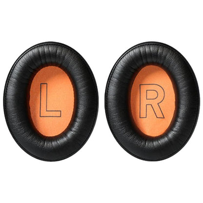 1 Pair Protein Leather Splicing LR Print Earphone Replacement Earpads Pads For HyperX Cloud 1 / I / 2 / II / 3(Black Orange Net) - Earmuff & Pad by buy2fix | Online Shopping UK | buy2fix
