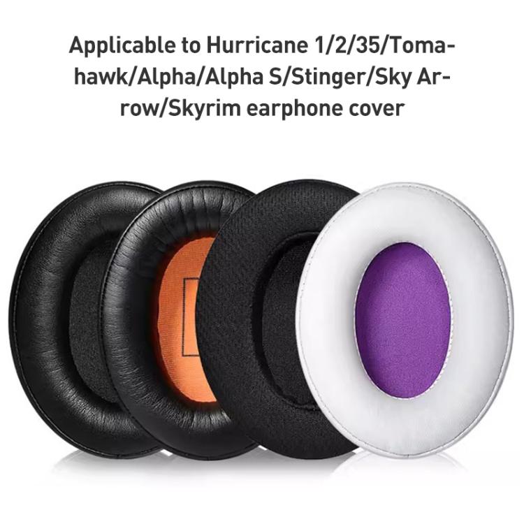 1 Pair Protein Leather Splicing LR Print Earphone Replacement Earpads Pads For HyperX Cloud 1 / I / 2 / II / 3(Black Orange Net) - Earmuff & Pad by buy2fix | Online Shopping UK | buy2fix