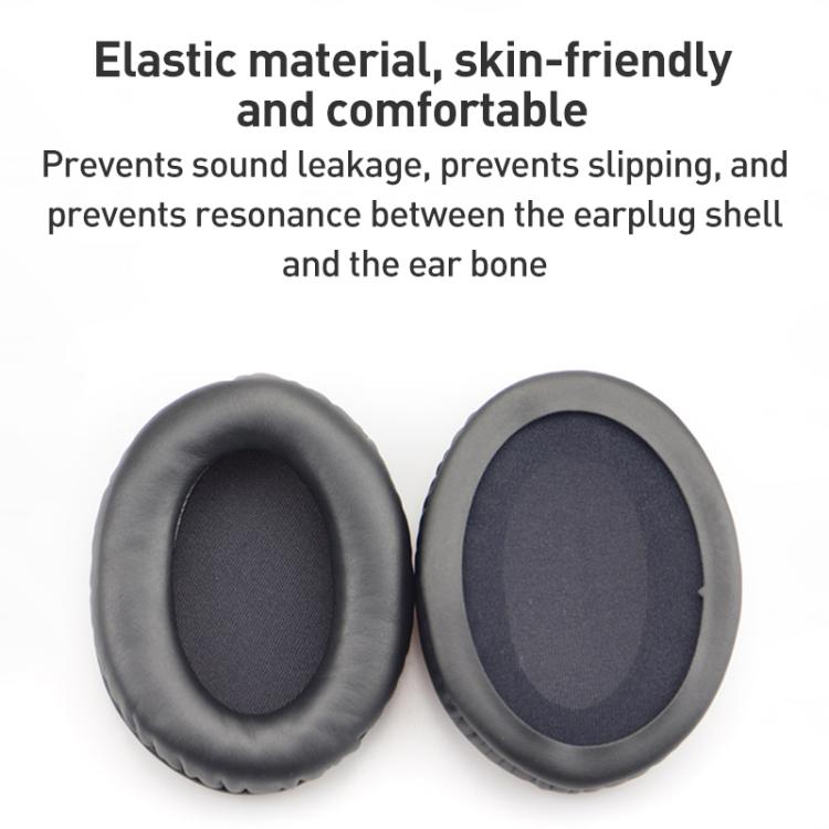 1 Pair Protein Leather Splicing LR Print Earphone Replacement Earpads Pads For HyperX Cloud 1 / I / 2 / II / 3(Black) - Earmuff & Pad by buy2fix | Online Shopping UK | buy2fix