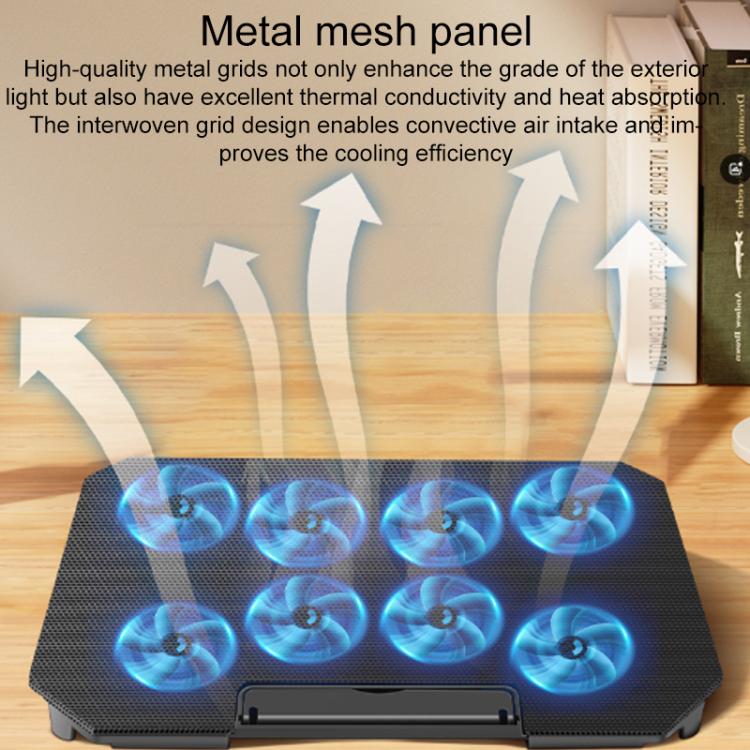 NUOXI 4-Speed Adjustable 8-Core Large Fan Laptop Cooler(Black) - Cooling Pads by NUOXI | Online Shopping UK | buy2fix