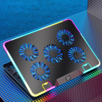 NUOXI F36-5 6-Speed Adjustable 5 Fan Laptop Cooler with RGB(Black) - Cooling Pads by NUOXI | Online Shopping UK | buy2fix