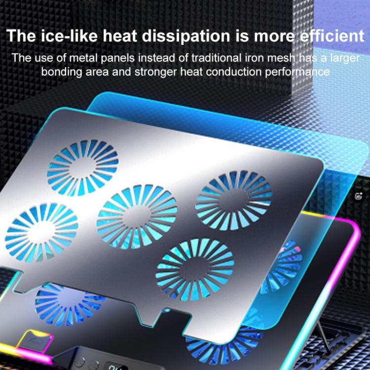 NUOXI F36-5 6-Speed Adjustable 5 Fan Laptop Cooler with RGB(Black) - Cooling Pads by NUOXI | Online Shopping UK | buy2fix