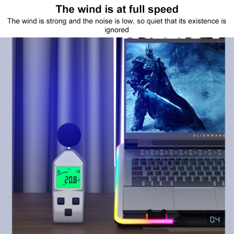 NUOXI F36-5 6-Speed Adjustable 5 Fan Laptop Cooler with RGB(Silver) - Cooling Pads by NUOXI | Online Shopping UK | buy2fix