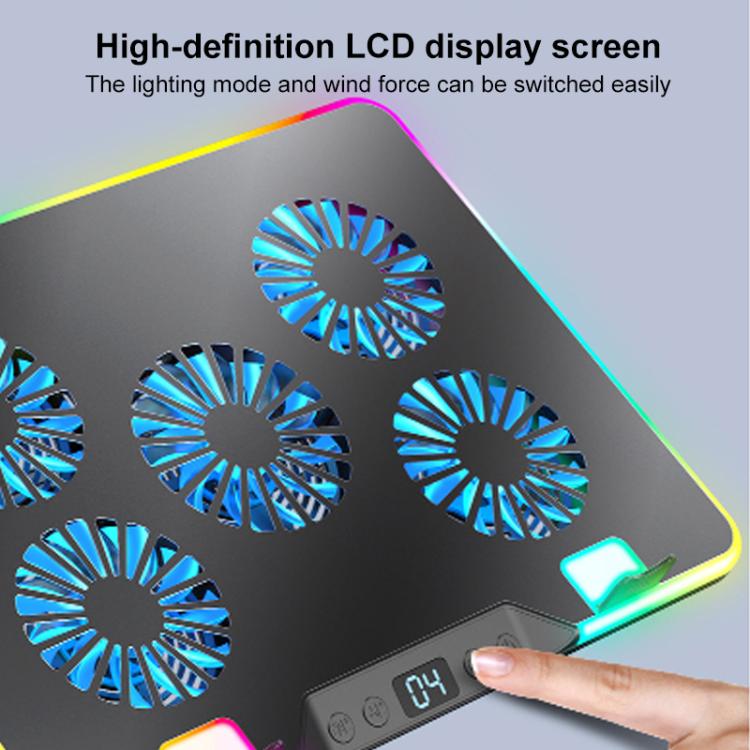 NUOXI F36-5 6-Speed Adjustable 5 Fan Laptop Cooler with RGB(Black) - Cooling Pads by NUOXI | Online Shopping UK | buy2fix