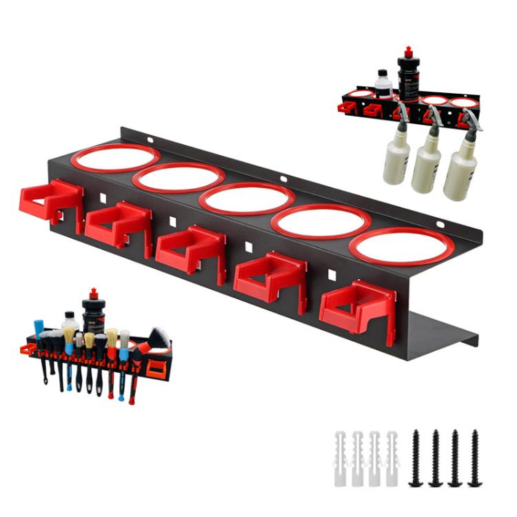 Car Wash Tool Organizer Multifunctional Spray Bottle Storage Holder(Black Red) - Car washing supplies by buy2fix | Online Shopping UK | buy2fix