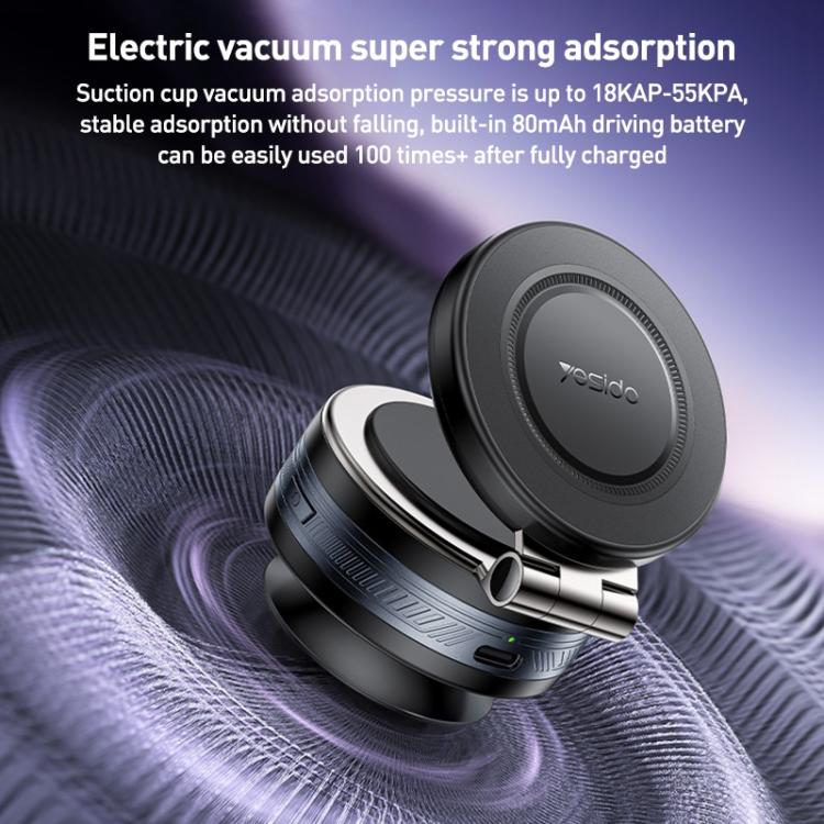 Yesido C225 360 Rotating Electric Vacuum Suction Cup MagSafe Car Mount(Black) - Universal Car Holders by Yesido | Online Shopping UK | buy2fix