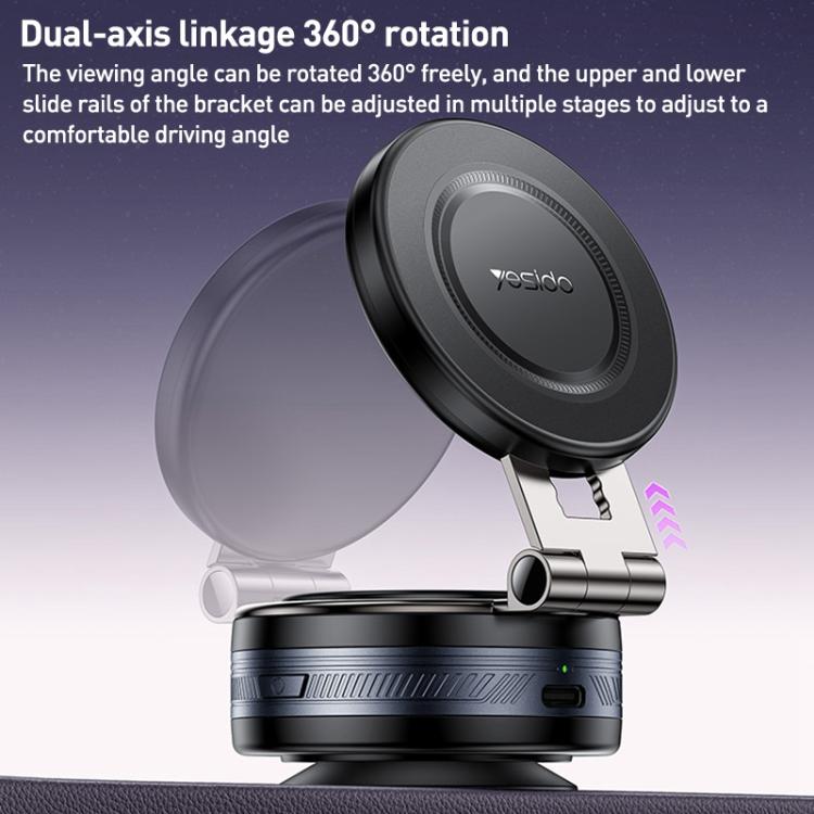 Yesido C225 360 Rotating Electric Vacuum Suction Cup MagSafe Car Mount(Black) - Universal Car Holders by Yesido | Online Shopping UK | buy2fix