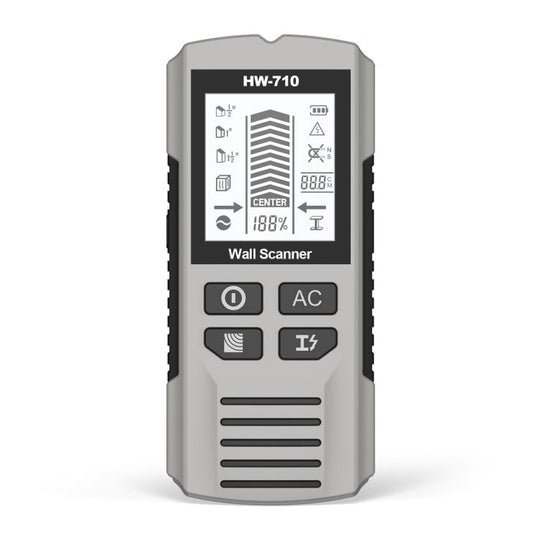 HW-710 5-in-1 Wall Scanner Metal Detector Stud Finder Measuring Instrument(Silver)