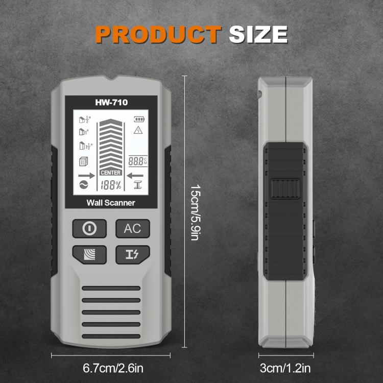 HW-710 5-in-1 Wall Scanner Metal Detector Stud Finder Measuring Instrument(Silver) - Metal Detector by buy2fix | Online Shopping UK | buy2fix