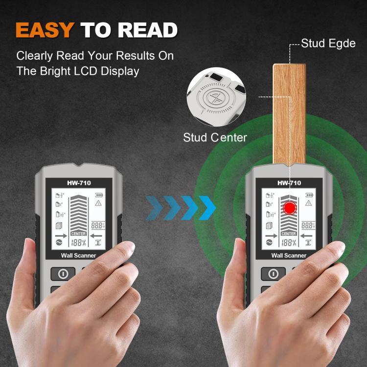 HW-710 5-in-1 Wall Scanner Metal Detector Stud Finder Measuring Instrument(Silver) - Metal Detector by buy2fix | Online Shopping UK | buy2fix