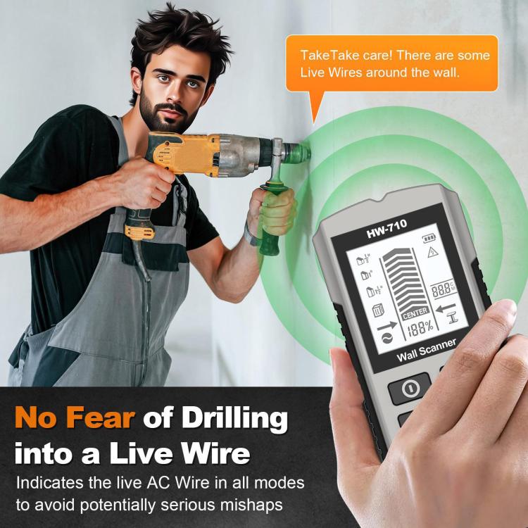 HW-710 5-in-1 Wall Scanner Metal Detector Stud Finder Measuring Instrument(Silver) - Metal Detector by buy2fix | Online Shopping UK | buy2fix