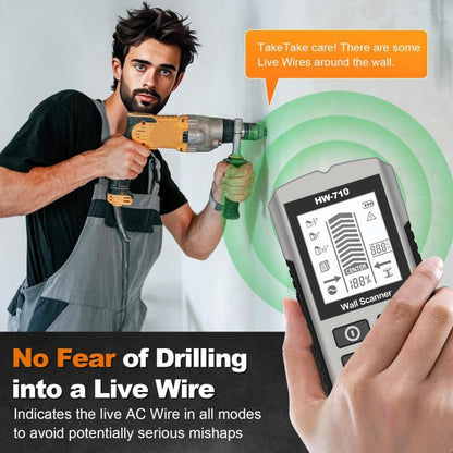 HW-710 5-in-1 Wall Scanner Metal Detector Stud Finder Measuring Instrument(Silver) - Metal Detector by buy2fix | Online Shopping UK | buy2fix