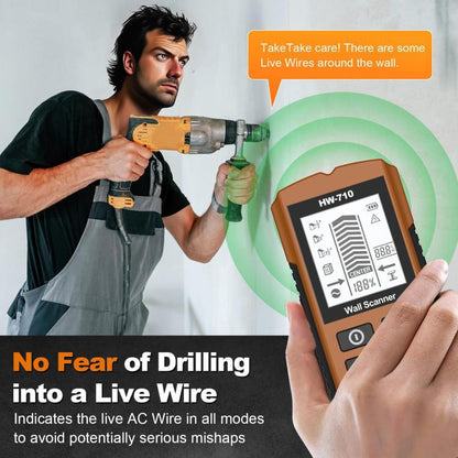 HW-710 5-in-1 Wall Scanner Metal Detector Stud Finder Measuring Instrument(Yellow) - Metal Detector by buy2fix | Online Shopping UK | buy2fix