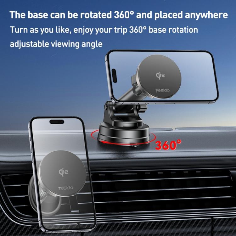 Yesido DS30 2 in 1 15W Wireless Charging Car Desktop Stand(Black) - Wireless Charger Holders by Yesido | Online Shopping UK | buy2fix