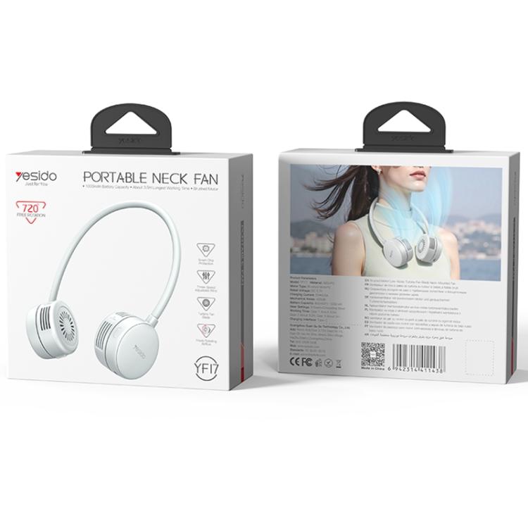 Yesido YF17 Portable Surround Neck Fan(Grey White) - Electric Fans by Yesido | Online Shopping UK | buy2fix