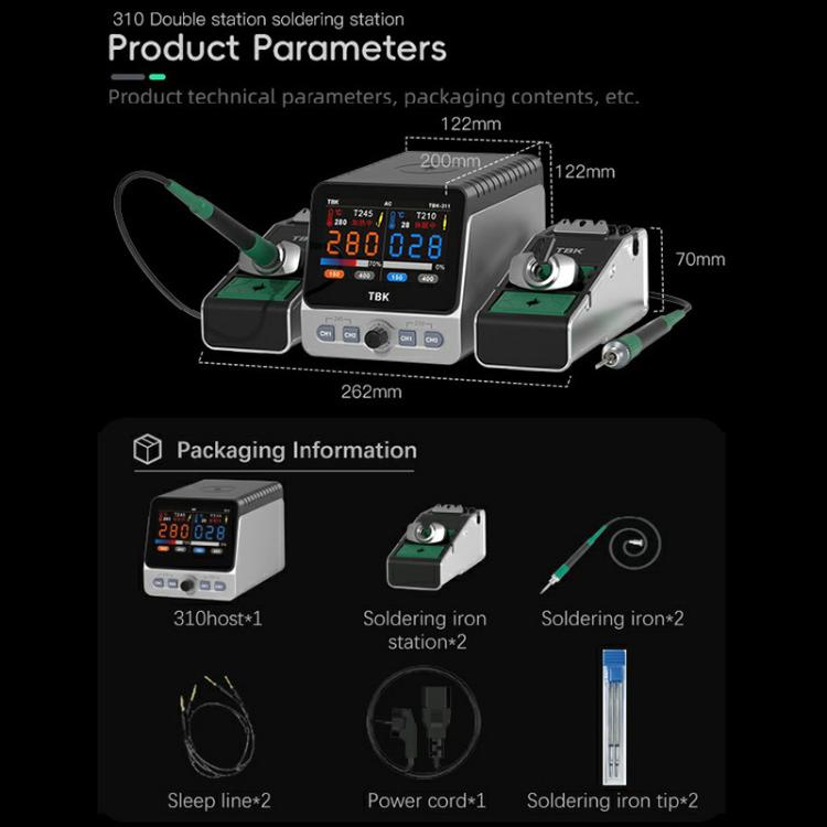 TBK 310 Intelligent Double-station Soldering Station, Plug:UK Plug - Electric Soldering Iron by TBK | Online Shopping UK | buy2fix