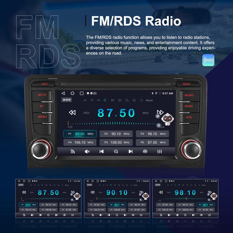 For Audi A3 8P 2003-2012 Android 15 7 inch Smart Central Control Car GPS Navigator Car MP5 Player, Memory:Standard+AHD+Microphone - Car MP3 & MP4 & MP5 by buy2fix | Online Shopping UK | buy2fix