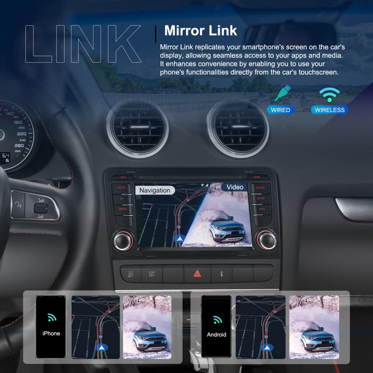 For Audi A3 8P 2003-2012 Android 15 7 inch Smart Central Control Car GPS Navigator Car MP5 Player, Memory:Standard+AHD+Microphone - Car MP3 & MP4 & MP5 by buy2fix | Online Shopping UK | buy2fix