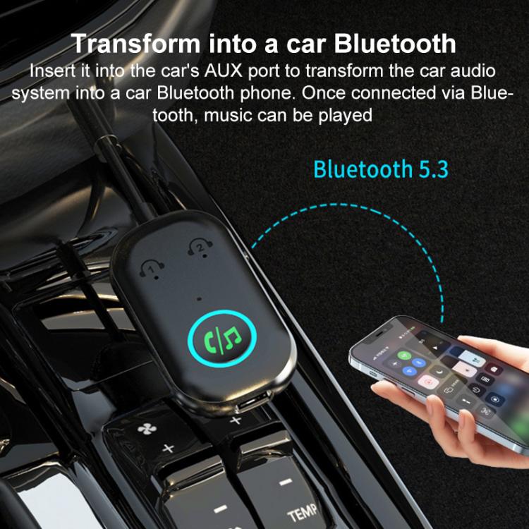 BR08T 2 in 1 Car Bluetooth AUX Receiver Transmitter Bluetooth Audio Adapter(Black) - Bluetooth Adapters by buy2fix | Online Shopping UK | buy2fix