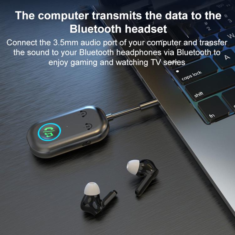 BR08T 2 in 1 Car Bluetooth AUX Receiver Transmitter Bluetooth Audio Adapter(Black) - Bluetooth Adapters by buy2fix | Online Shopping UK | buy2fix