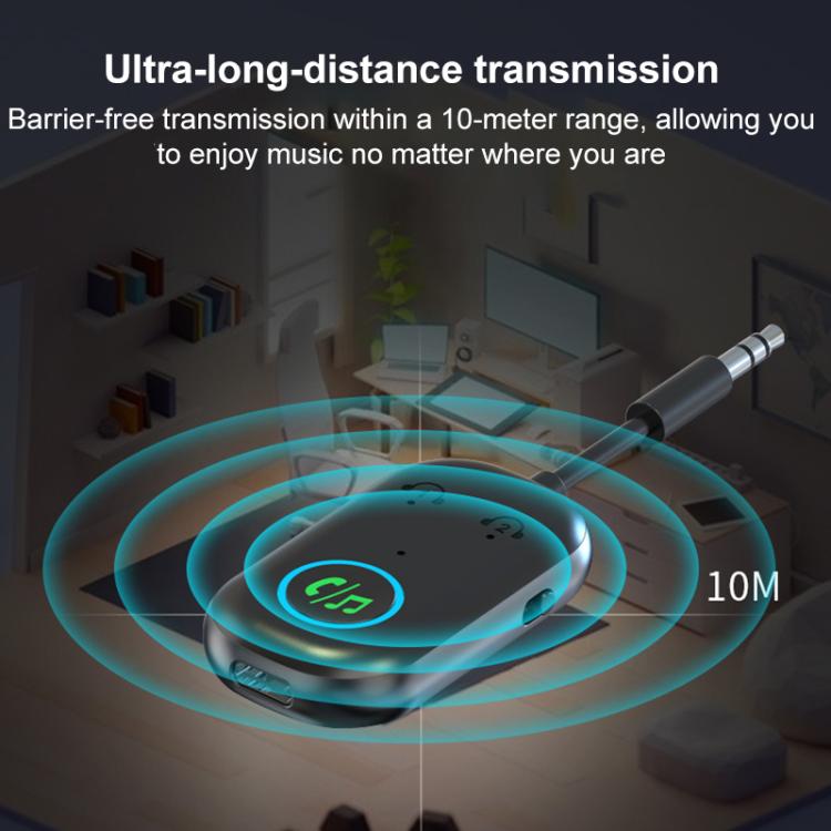 BR08T 2 in 1 Car Bluetooth AUX Receiver Transmitter Bluetooth Audio Adapter(Black) - Bluetooth Adapters by buy2fix | Online Shopping UK | buy2fix