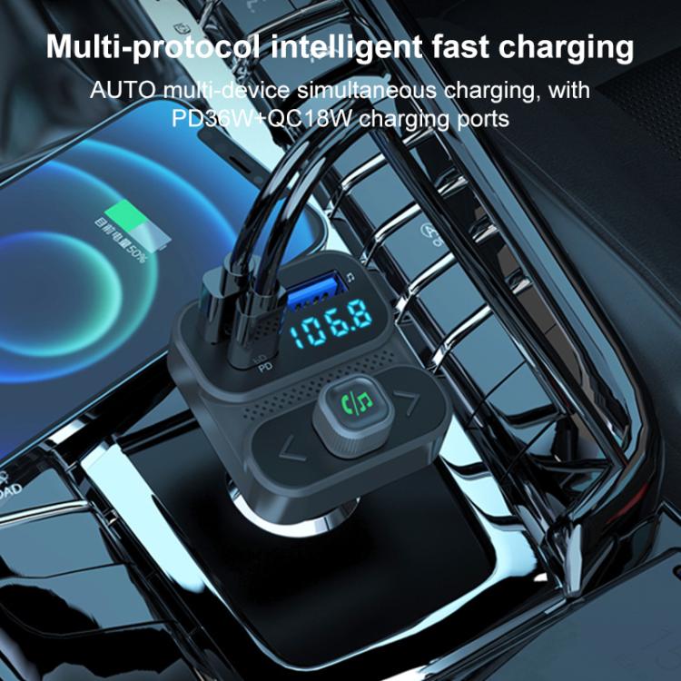 BC95 Car Bluetooth Hands-free Calling PD36W Fast Charging Car Voltage Monitoring(Black) - Bluetooth Car Kits by buy2fix | Online Shopping UK | buy2fix
