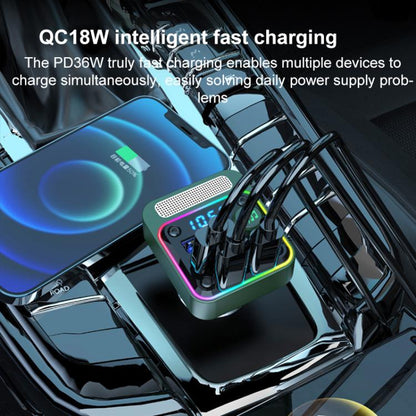 BC91 Car Bluetooth Hands-free Calling PD36W Fast Charging with Atmosphere Light(Black) - Bluetooth Car Kits by buy2fix | Online Shopping UK | buy2fix