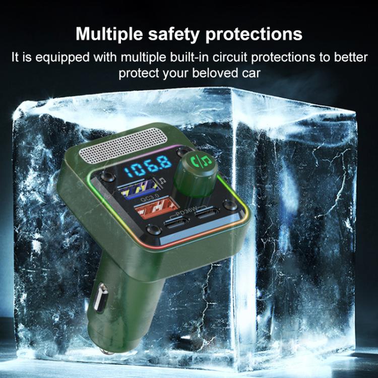 BC91 Car Bluetooth Hands-free Calling PD36W Fast Charging with Atmosphere Light(Black) - Bluetooth Car Kits by buy2fix | Online Shopping UK | buy2fix