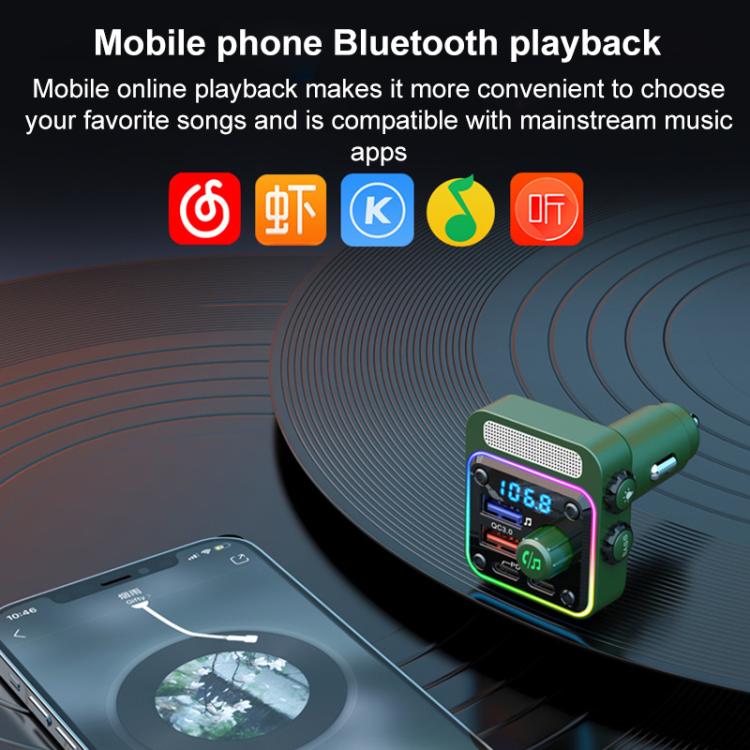 BC91 Car Bluetooth Hands-free Calling PD36W Fast Charging with Atmosphere Light(Black) - Bluetooth Car Kits by buy2fix | Online Shopping UK | buy2fix