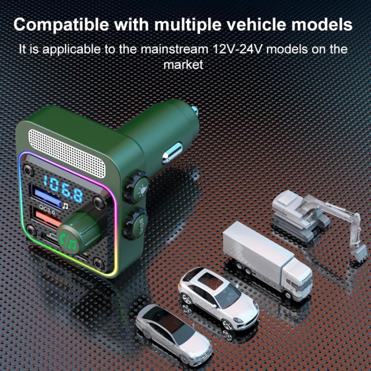 BC91 Car Bluetooth Hands-free Calling PD36W Fast Charging with Atmosphere Light(Black) - Bluetooth Car Kits by buy2fix | Online Shopping UK | buy2fix