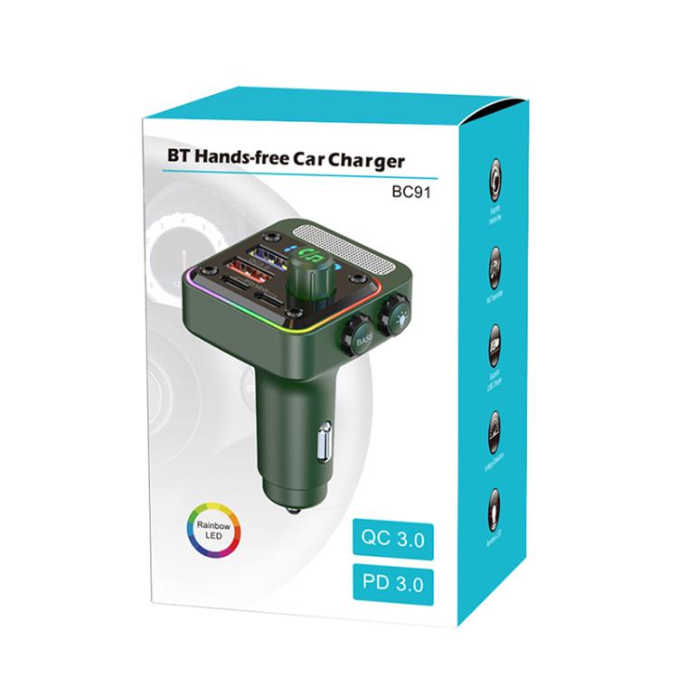 BC91 Car Bluetooth Hands-free Calling PD36W Fast Charging with Atmosphere Light(Black) - Bluetooth Car Kits by buy2fix | Online Shopping UK | buy2fix