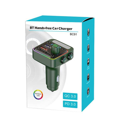 BC91 Car Bluetooth Hands-free Calling PD36W Fast Charging with Atmosphere Light(Black) - Bluetooth Car Kits by buy2fix | Online Shopping UK | buy2fix