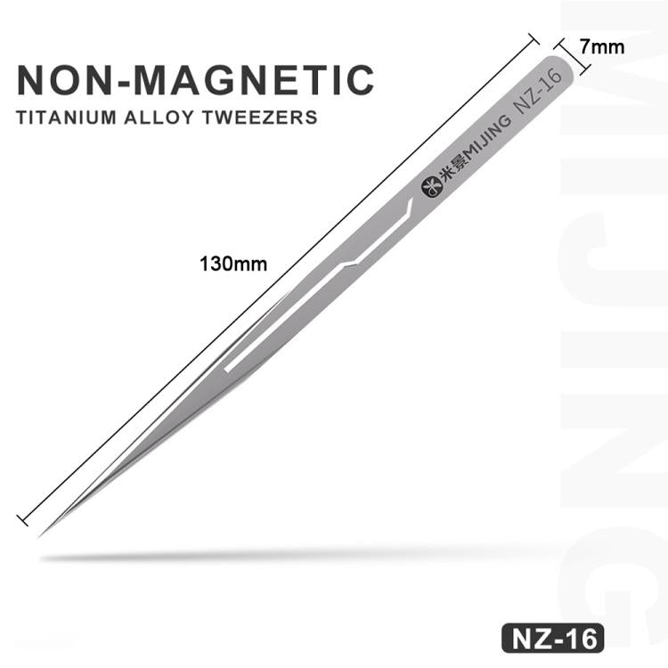 Mijing NZ-16 Non-Magnetic Ultralight 0.1mm Titanium Alloy Tweezers - Tweezers by MIJING | Online Shopping UK | buy2fix
