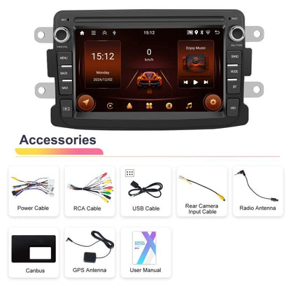 For Dacia Android 15 7 inch Wireless CarPlay Car Player Car Central Control Navigation Machine, Specification:Standard - Car MP3 & MP4 & MP5 by buy2fix | Online Shopping UK | buy2fix