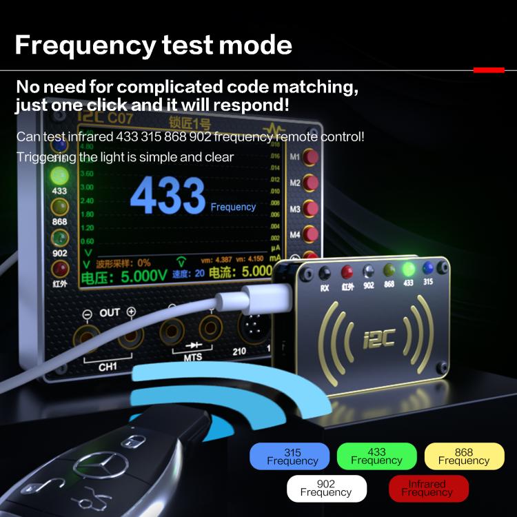 i2C C07 Locksmith No.1 Remote Control Frequency Tester Multimeter, Plug: EU Plug(Configuration 2) - Test Tools by i2C | Online Shopping UK | buy2fix