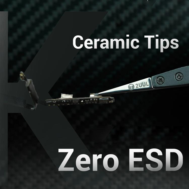 2uul TW32 Black K Flat Tip ESD-Safe Ceramic Tweezers - Tweezers by 2UUL | Online Shopping UK | buy2fix