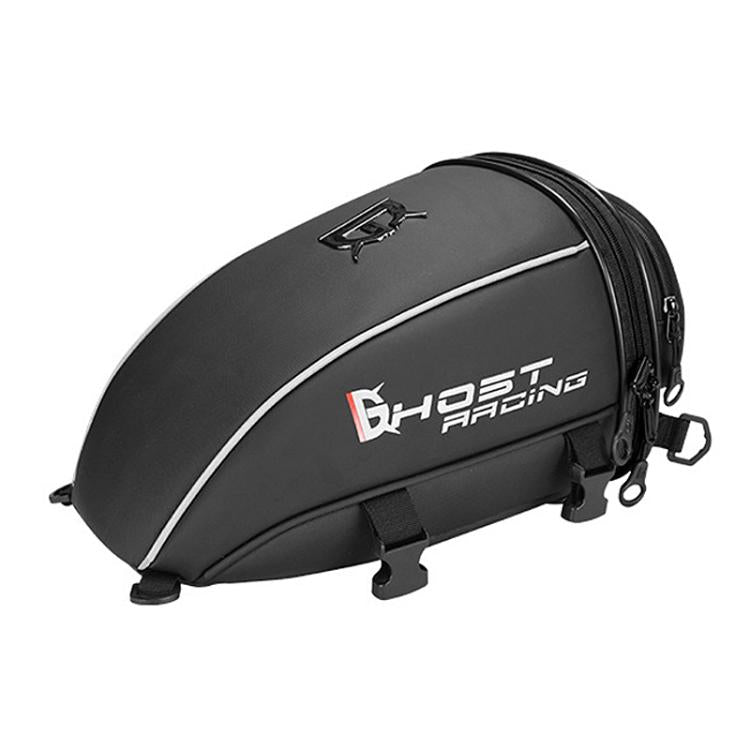 GHOST RACING GR-CWB06 PU Leather Motorcycle Tail Bag Rear Seat Travel Bag Backpack(Black) - Bags & Luggages by GHOST RACING | Online Shopping UK | buy2fix